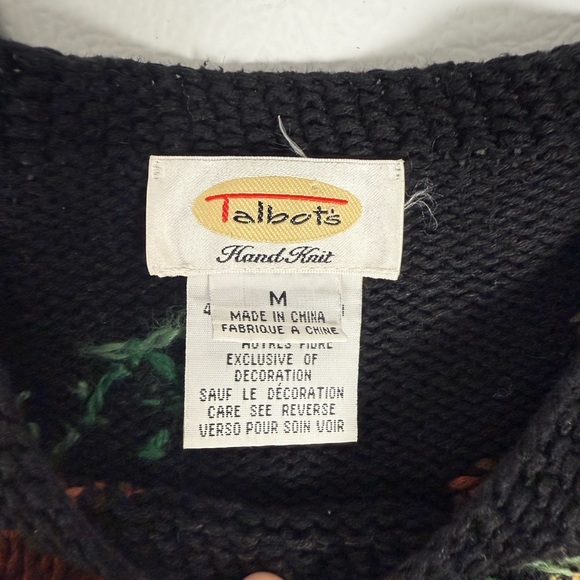Vtg Talbots Hand Knit Linen Cotton Sweater Pear Pinecones Nature Holiday Women M - Picture 5 of 10